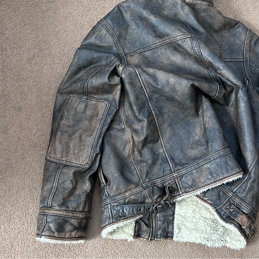 Black Rivet Brown Lined Leather Jacket size Large - Picture 8 of 12